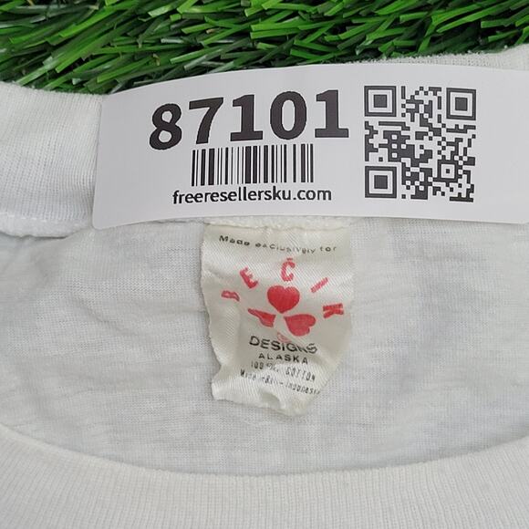 Vintage 90s Alaska Bald Eagle Shirt Large 23x27 White Artwork - Picture 5 of 14